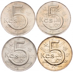 Czechoslovakia, 5 Koruna 1980, 1981, 1984, 1989