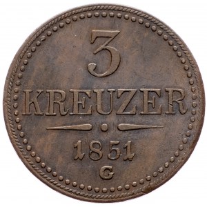 Franz Joseph I., 3 Kreuzer 1851, Nagybanya