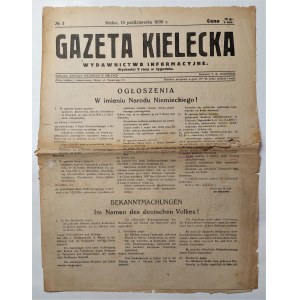 Kielce Gazeta 15 October 1939 No. 3.