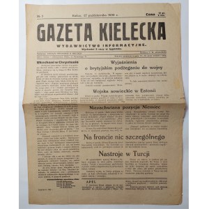 Gazeta Kielecka 27 października 1939 Nr 5.