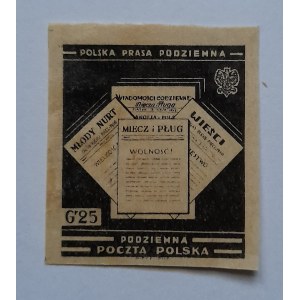 Underground Polish Post Office: 25 gr denomination - Polish underground press [UNIQUE!!!].