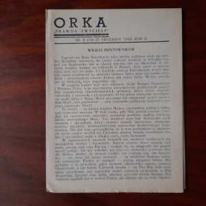 Orka Prawda Zwycięży. [Veröffentlicht von der Volksgewerkschaft Orka, Warschau] R.2:1942 Nr. 8(16)