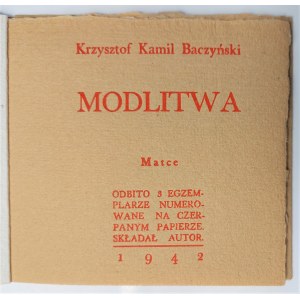 Krzysztof Kamil Baczynski, Prayer. Bibliophilic print