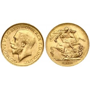 Australia 1 Sovereign 1918P George V(1910-1936). Obverse: Head left. Reverse: St...