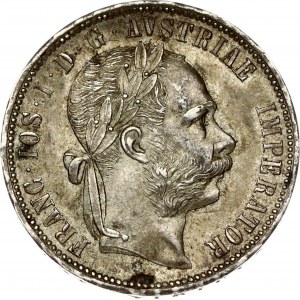 Austria 1 Florin 1880 Franz Joseph I(1848-1916). Obverse: Laureate head right. Reverse: Crowned imperial double eagle...