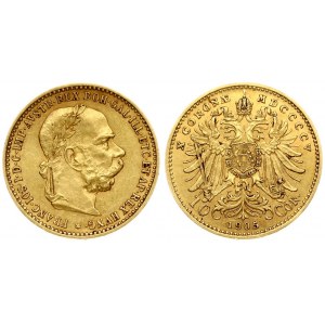 Austria 10 Corona 1905 - MDCCCCV. Franz Joseph I(1848-1916). Obverse: Laureate; bearded head right. Reverse...