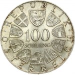 Austria 100 Schilling 1975 150th Anniversary of birth of Johann Strauss. Obverse: Value within circle of shields...