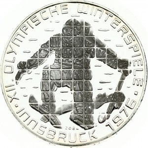 Austria 100 Schilling 1976 Olympics Innsbruck. Obverse: Box surrounds stylized Imperial Eagle...