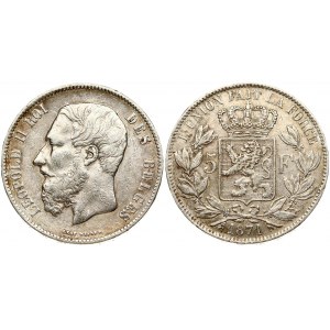 Belgium 5 Francs 1871 Leopold II (1865-1909). Obverse...