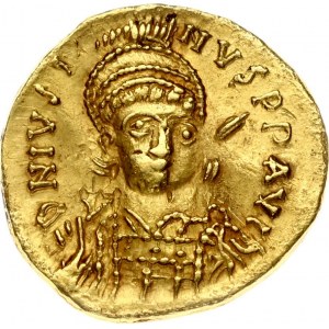 Byzantine Empire 1 Solidus (518-527) Justin I (518-527) Obverse: Helmeted and cuirassed bust facing three...