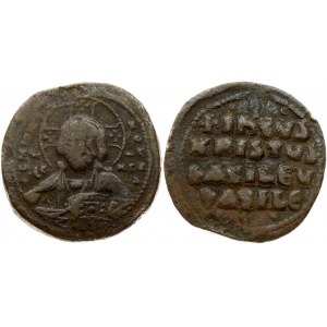 Byzantine Empire 1 Follis (976-1028) Constantinopolis. Basil II (976-1025). Obverse: Bust of Christ facing...