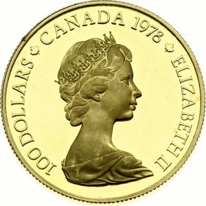 Canada 100 Dollars 1978 Canadian unification. Elizabeth II(1952-). Obverse: Young bust right; denomination at left...