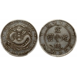 China Szechuan Province 1 Yuan (1909-11) Xuantong (1908-1912). Obverse: Four Chinese ideograms read top to bottom...