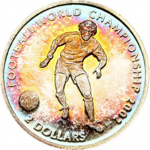 Cook Islands 2 Dollars 2002 FIFA World Cup Japan & Korea. Elizabeth II (1952-). Obverse...