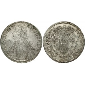 Croatia Ragusa 1Tallero 1762. Obverse: Bust left. Averse Legend: RECTOR • REI •RHACVSIN •. Reverse: Crowned ornate arms...