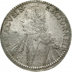 Croatia Ragusa 1Tallero 1762. Obverse: Bust left. Averse Legend: RECTOR • REI •RHACVSIN •. Reverse: Crowned ornate arms...