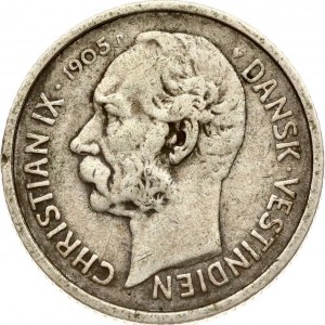 Danish West Indies 10 Cents / 50 Bit 1905 Christian IX (1863-1906). Obverse: Bust facing left. Lettering: CHRISTIAN IX...