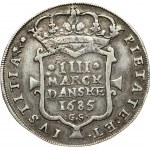 Denmark 1 Krone - 4 Mark 1685 GS. Christian V(1670-1699). Obverse: Crowned double C5 monogram. Reverse...