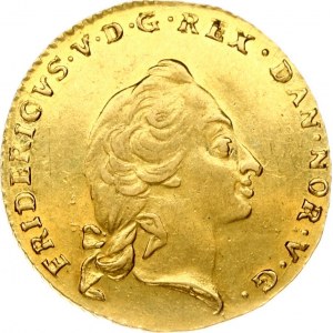 Denmark 12 Mark 1763 Frederik V(1746-1766). Obverse: Bare head right; curl below. Reverse: Crown above value and date...