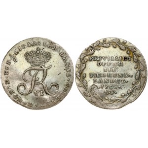 Denmark 1/6 Rigsdaler Courant 1808 MF. Frederick VI (1808-1839). Obverse: Crowned King's monogram...