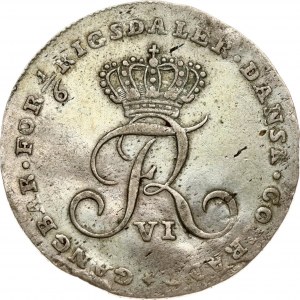 Denmark 1/6 Rigsdaler Courant 1808 MF. Frederick VI (1808-1839). Obverse: Crowned King's monogram...