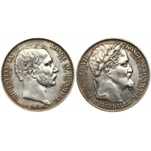 Denmark 2 Rigsdaler 1863 RH//FK Frederik VII Death and Accession of Christian IX. Christian IX (1863-1906). Obverse...