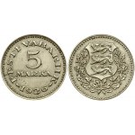 Estonia 5 Marka 1926 Obverse: National arms within wreath. Reverse: Denomination above date. Nickel-Bronze. KM 7...