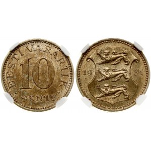 Estonia 10 Senti 1931 Obverse: National arms divide date. Reverse: Denomination. Edge Description: Plain. Nickel-Bronze...