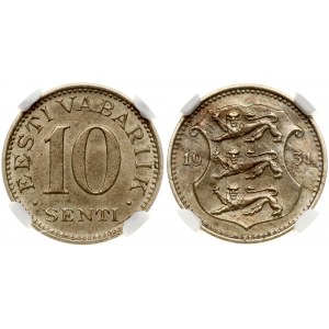 Estonia 10 Senti 1931 Obverse: National arms divide date. Reverse: Denomination. Edge Description: Plain. Nickel-Bronze...