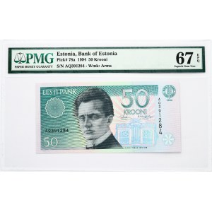 Estonia 50 Krooni 1994 Banknote. Obverse: Portrait of Rudolf Tobias (1873-1918) - Estonian composer. Lettering...