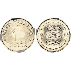 Estonia 1 Kroon 1995M Obverse: Three lions within shield divide date. Reverse: Denomination. Edge Plain. Copper-nickel...