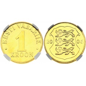 Estonia 1 Kroon 2006 Obverse: Three lions within shield divide date. Reverse: Denomination...