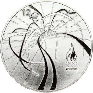 Estonia 12 Euro 2012 London Olympics. Obverse: Coat of Arms along with corresponding similar design as seen on obverse...