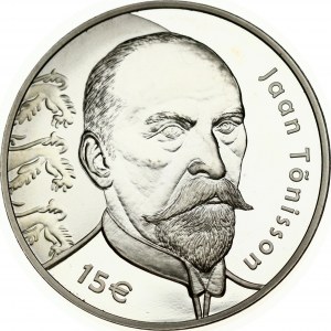 Estonia 15 Euro 2018 150th anniversary of the birth of Jaan Tõnisson. Obverse: National symbol; colored lions...