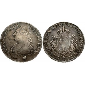 France 1 ECU 1778Q Louis XVI(1774-1792). Obverse: Uniformed bust left. Obverse Legend...