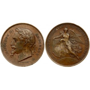 France Medal 1867 Exhibition. Napoleon III(1852-1870) by Pouscarme Napoleon III Universal exhibition 1867 Paris. Bronze...