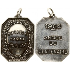 France Medal 1964 Centenary year. Societe Generale 1964 annee du centenaire. Brass silvered. Weight approx: 11.26 g...