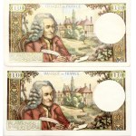 France 10 Francs 1969 & 1973 Voltaire type Banknotes. Obverse...
