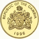 Gambia 150 Dalasis 1996 British Year of 3 Kings and Queen Mother. Obverse: National arms, date below. Reverse...