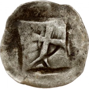 Germany Schwäbisch Hall 1 Heller (14th century). Obverse: Hand. Reverse: Cross with split arms with balls. Silver 0.45g...