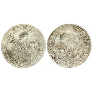 Germany Saxony 1 Thaler 1606 HR Christian II & Johann Georg I & August(1591-1611). Obverse Lettering: CHRISTIAN : II ...