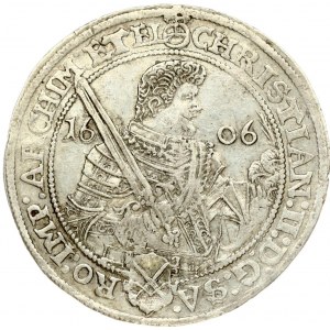 Germany Saxony 1 Thaler 1606 HR Christian II & Johann Georg I & August(1591-1611). Obverse Lettering: CHRISTIAN : II ...