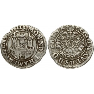 Germany Hamburg 1/4 Thaler 1622 Obverse: Date divided by towers within beaded circle. Reverse...