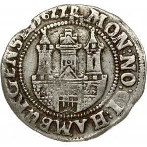 Germany Hamburg 1/4 Thaler 1622 Obverse: Date divided by towers within beaded circle. Reverse...