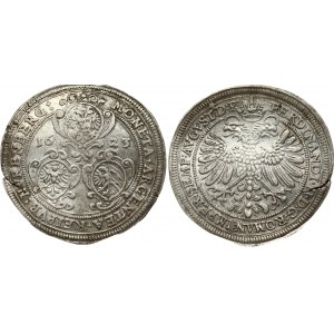 Germany Nürnberg 1 Thaler 1623 Obverse: Three framed arms seperating the date. Reverse: Crowned imperial eagle...