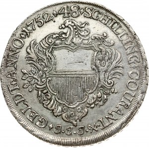 Germany LÜBECK 48 Schilling 1752 JJJ Obverse: Crowned imperial eagle; 48 in circle on breast; oval shield of mayor...