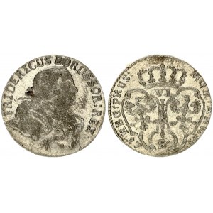 Germany PRUSSIA 6 Groscher 1756 E Friedrich II(1740-1786). Obverse: Armored bust to right. Obverse Legend...