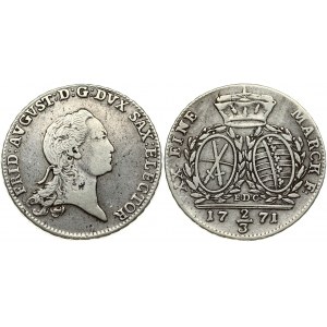 Germany SAXONY 2/3 Thaler 1771 EDC Friedrich August I(1764-1827). Obverse: Head right. Legend: FRID: AVGVST: D: G...