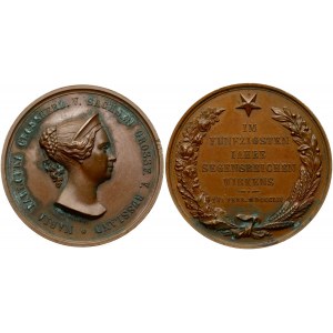 Germany Saxony - Weimar Medal (1854). (D) Karl Friedrich 1828-1853 AE-Medal 1854; v.Ang. Facius. To 50 years of charity...
