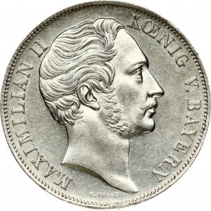 Germany BAVARIA 2 Gulden 1855 Restoration of Madonna Column in Munich. Maximilian II(1848-1864). Obverse: Head right...